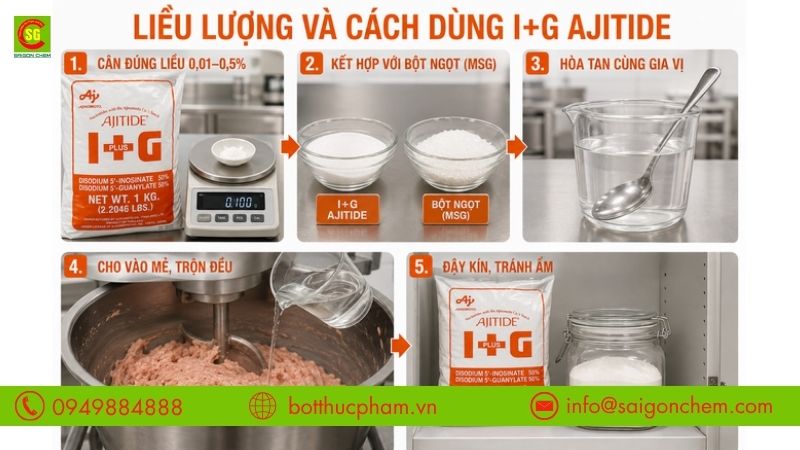 Hướng dẫn liều lượng và cách sử dụng I+G Ajitide đúng chuẩn trong chế biến thực phẩm